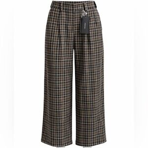 Vero Moda Black and Brown Plaid High-Waist Trousers NWT XS